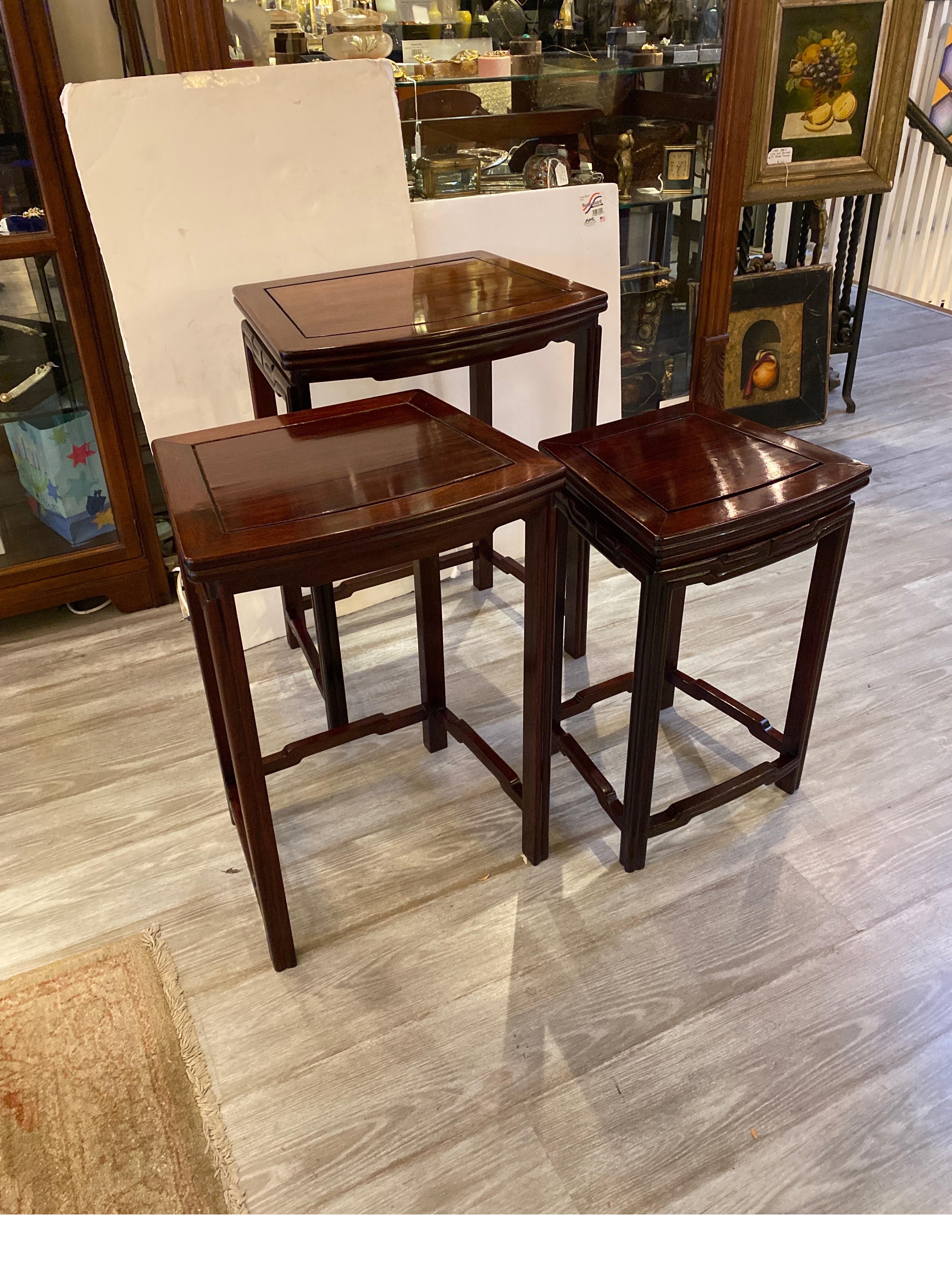 Chinese Hong-Mu Nest of Tables Set of Three For Sale 2
