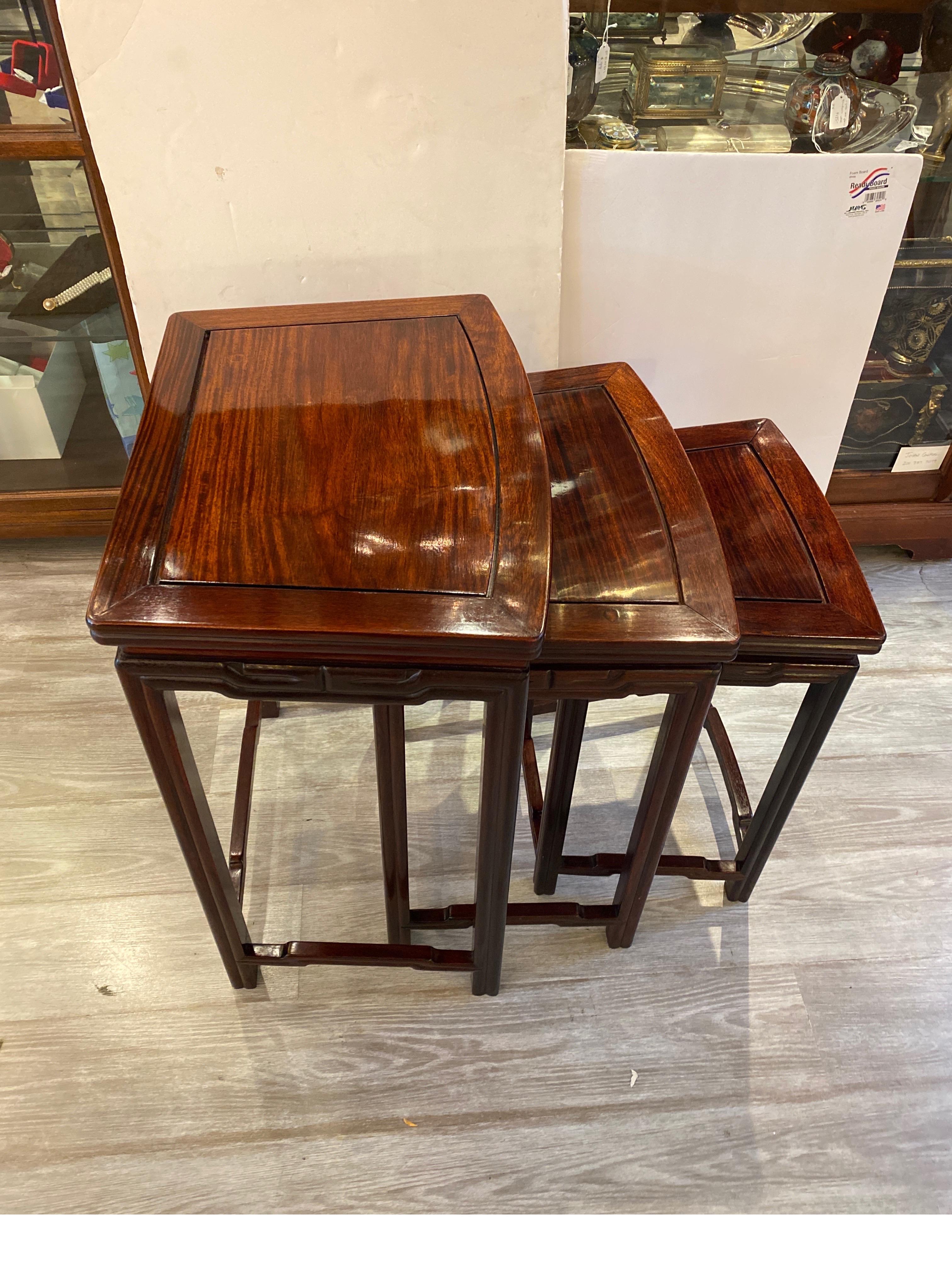 Chinese Hong-Mu Nest of Tables Set of Three For Sale 8