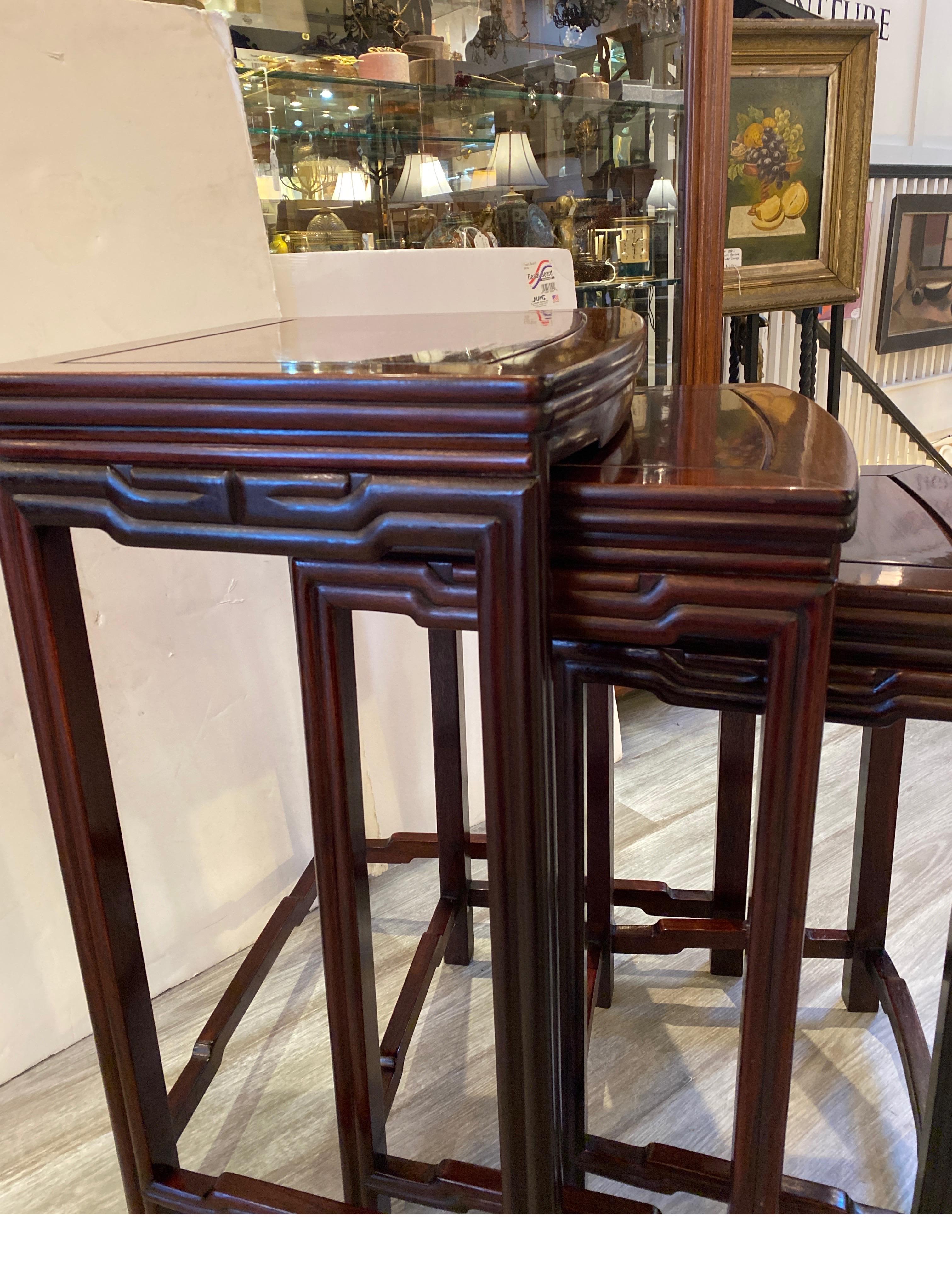 Chinese Export Chinese Hong-Mu Nest of Tables Set of Three For Sale