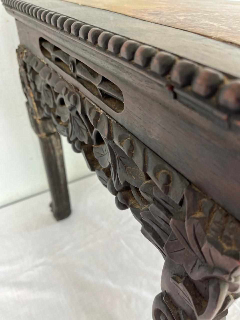 Chinese Hongmu Carved Side Table Qing Dynasty 19th Century For Sale 6