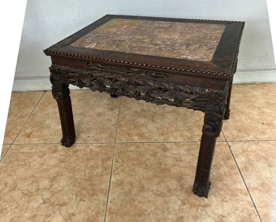Chinese Hongmu Carved Side Table Qing Dynasty 19th Century For Sale 7