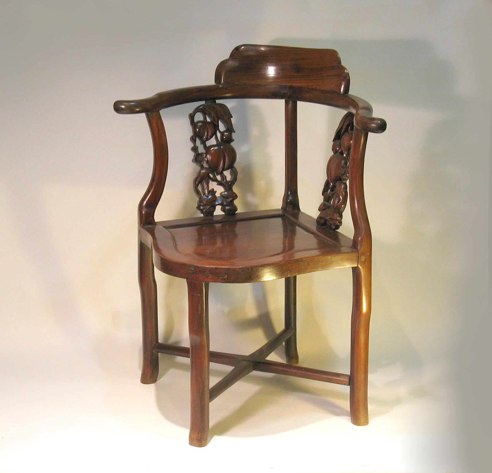 Chinese Export Chinese Hongmu Corner Chair, 19th Century For Sale