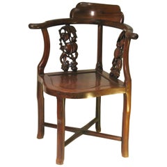 Antique Chinese Hongmu Corner Chair, 19th Century