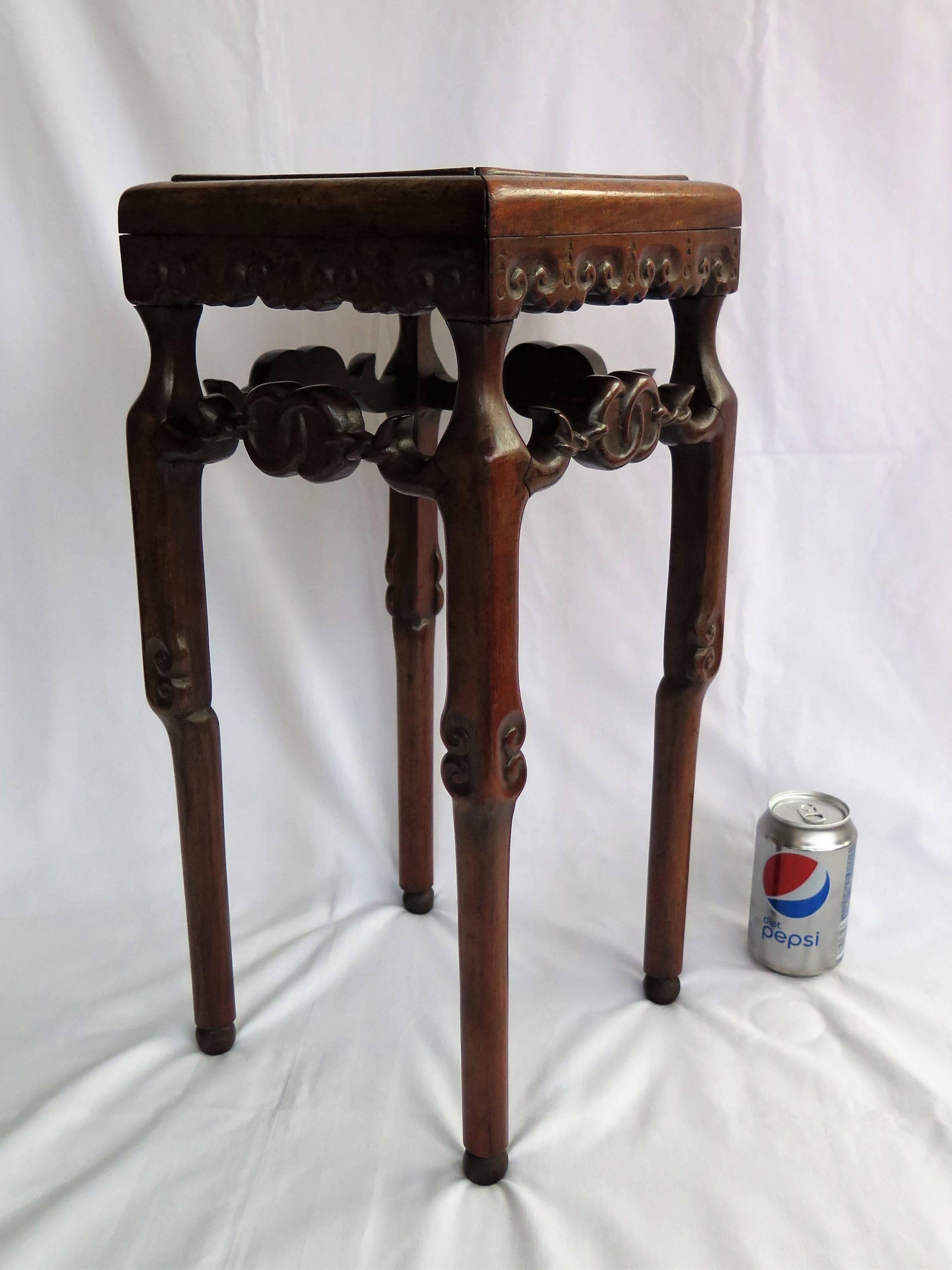 Chinese Hongmu Hardwood Stand or Side Table, 19th Century Qing 4