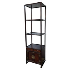 Chinesische Hongmu Stil Palisander Vitrine Étagère mit Messing Mond Hardware