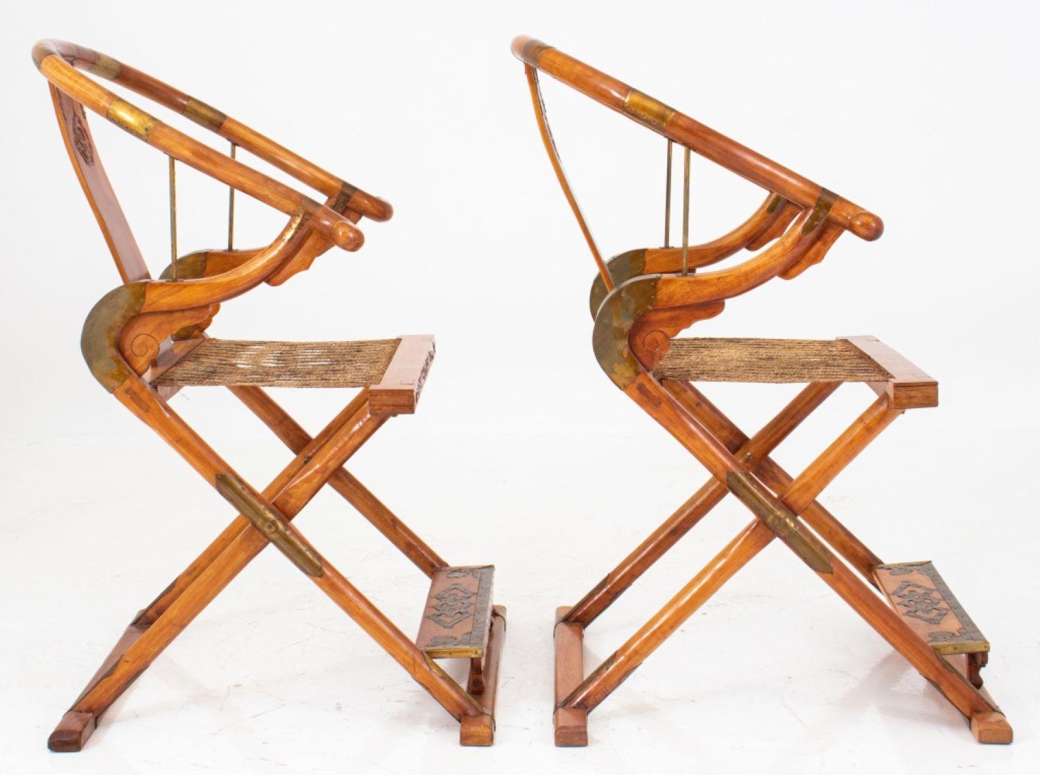 Chinese Hongmu Wood Quanyi Folding Chairs, Pair In Good Condition For Sale In New York, NY