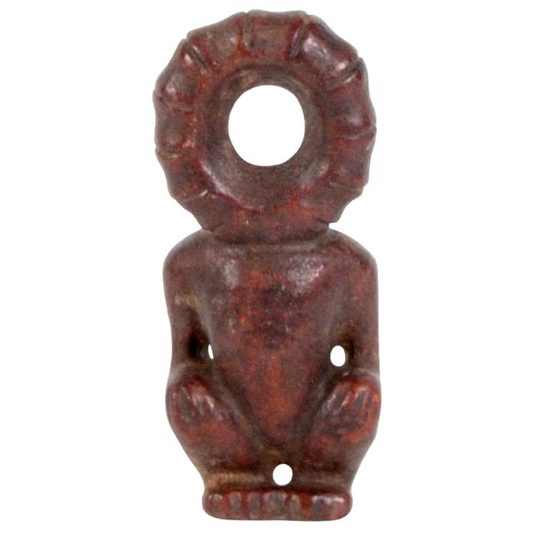 Chinese Hongshan Style Red Jade Sun God Carving For Sale