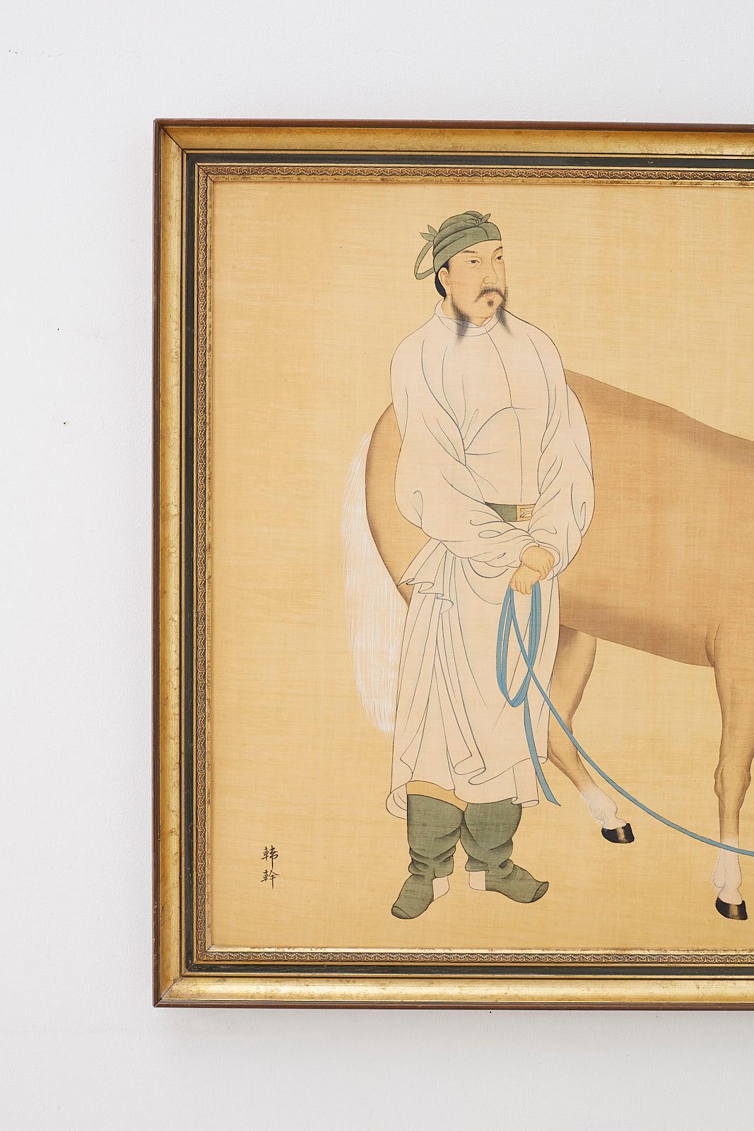 Tang Chinese Horse and Groom Painting After Han Gan