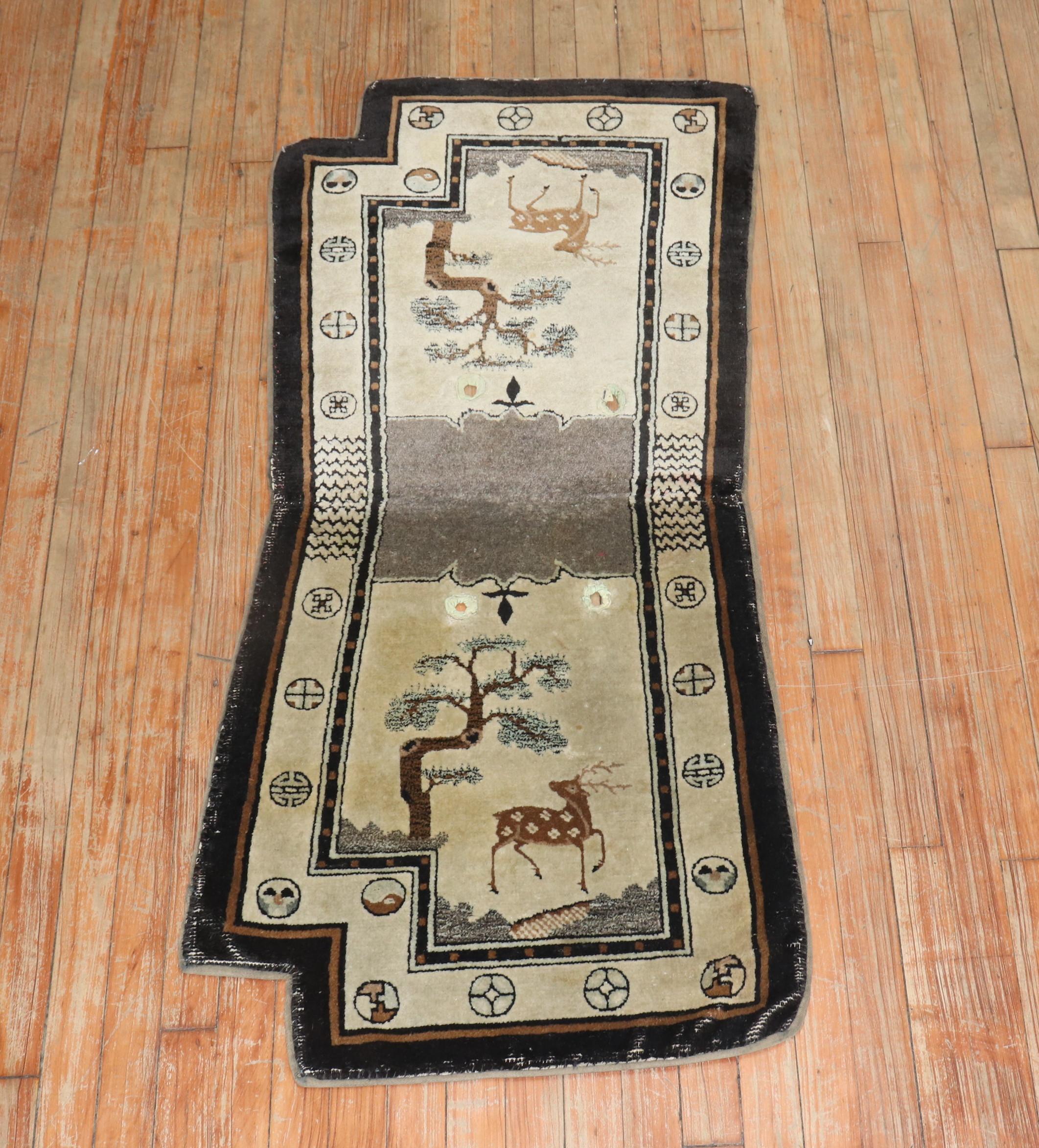 Chinoiserie Chinese Horsecover Textile Rug For Sale