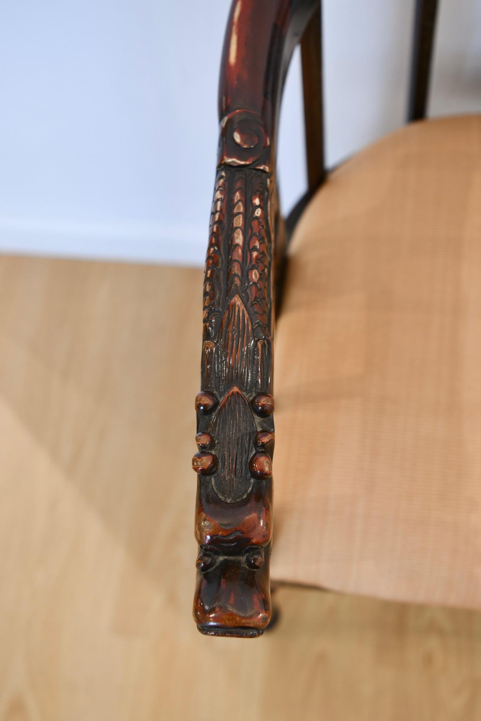 Chinese Horseshoe Back Carved Armchair 2