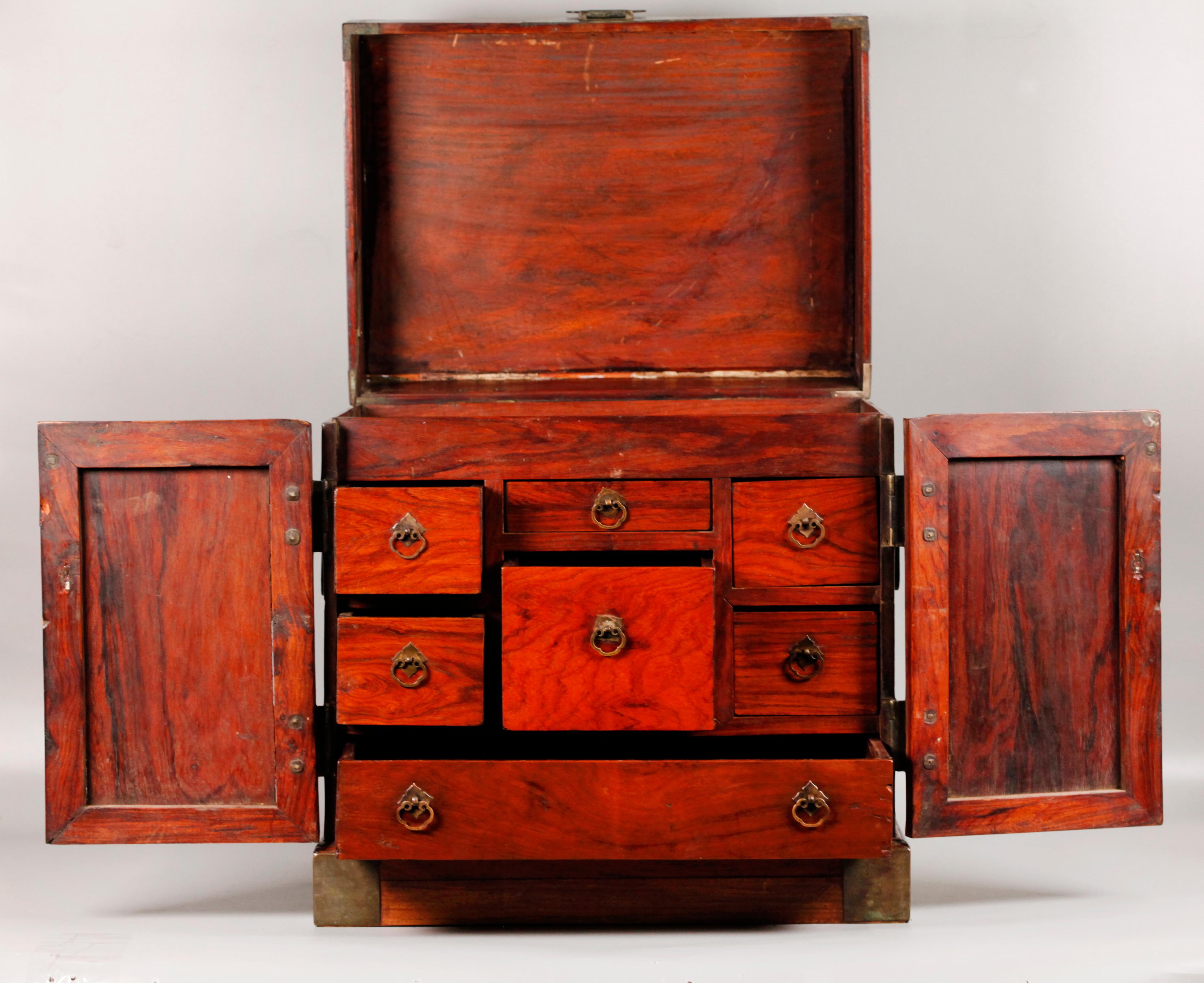 Wood Chinese huanghuali cabinet, 17th c. For Sale