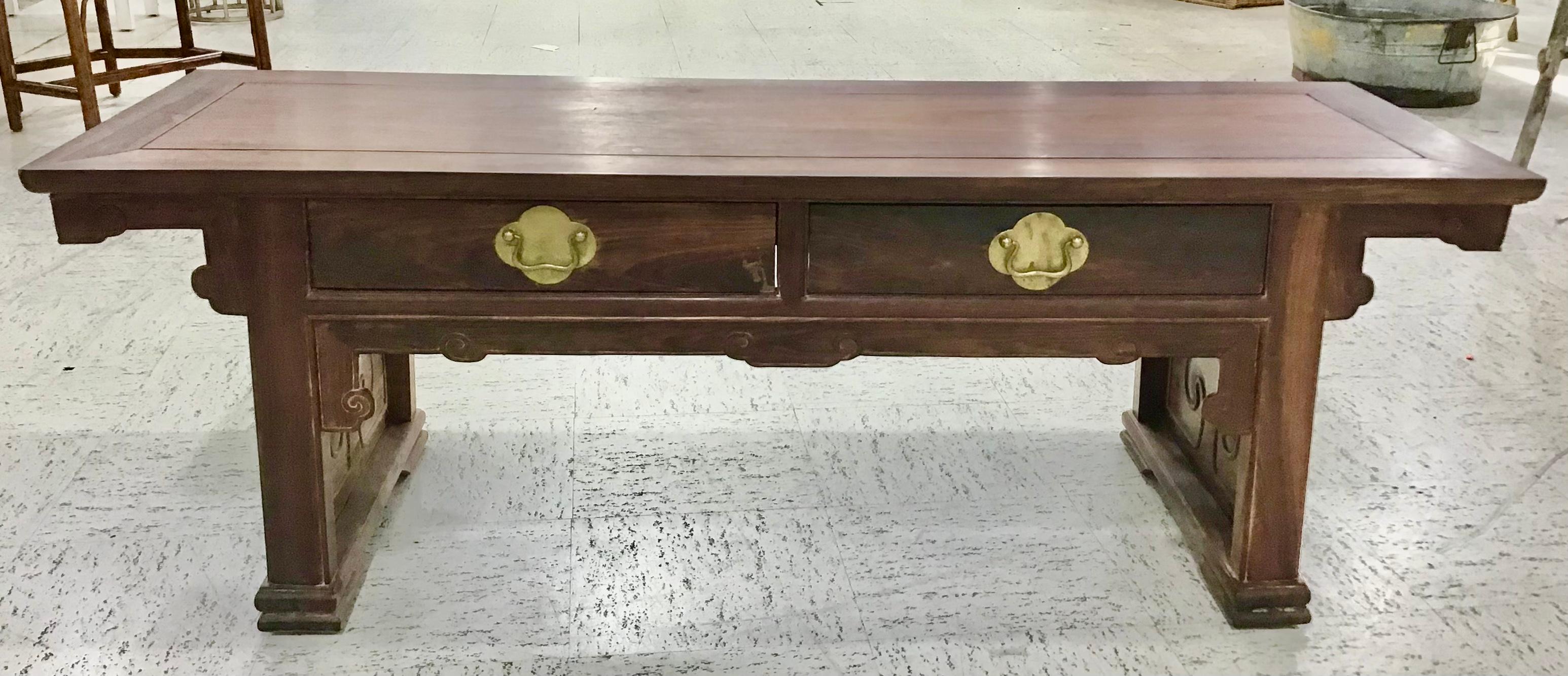 Chinese Huanghuali Hardwood Low Table with Drawers 4