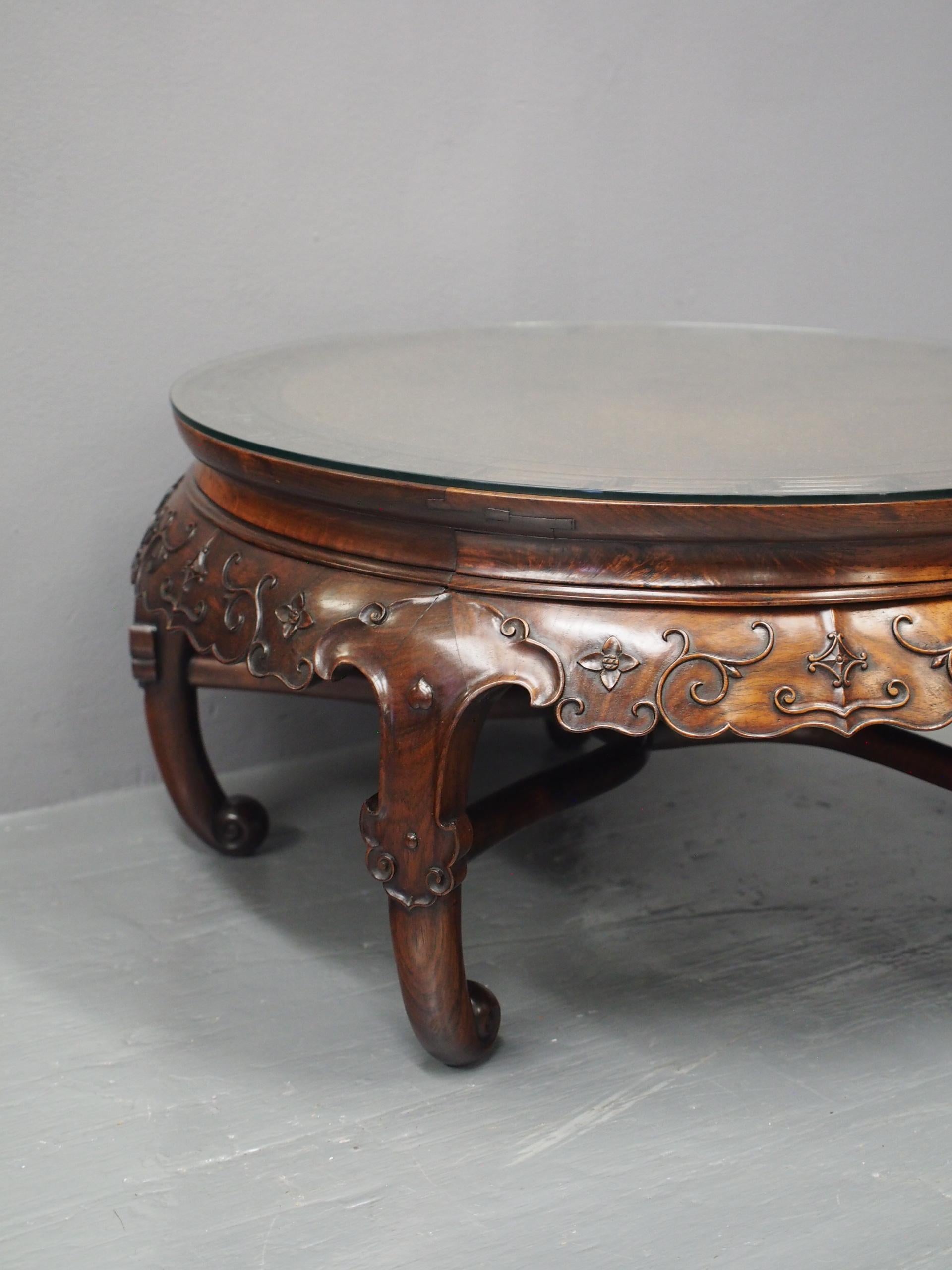 Chinese Huanghuali Low Circular Table  For Sale 3