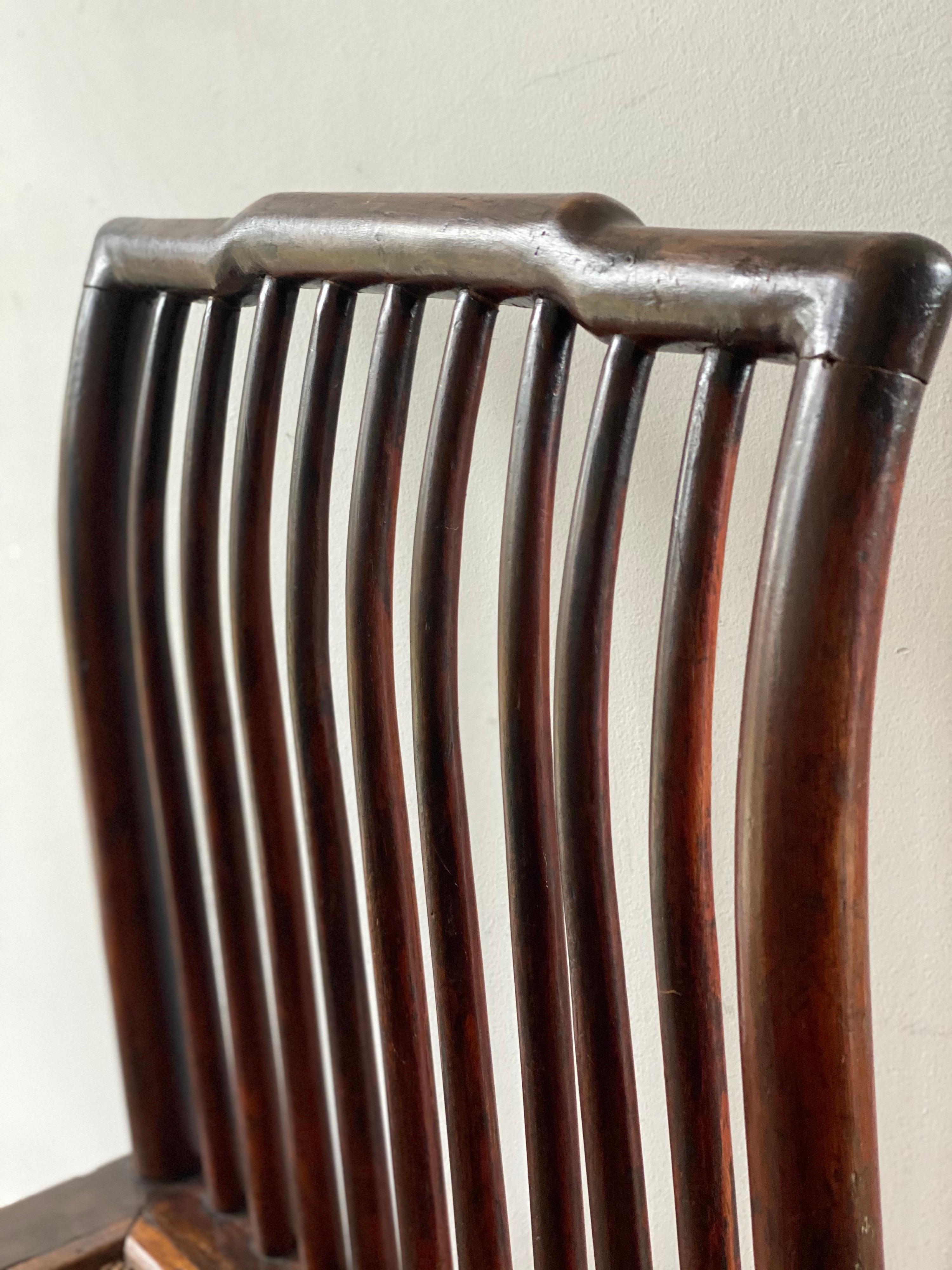 Cane Chinese Huanghuali (Rosewood) Spindle Back Chair, Meiguiyi, 18th/19th Century For Sale