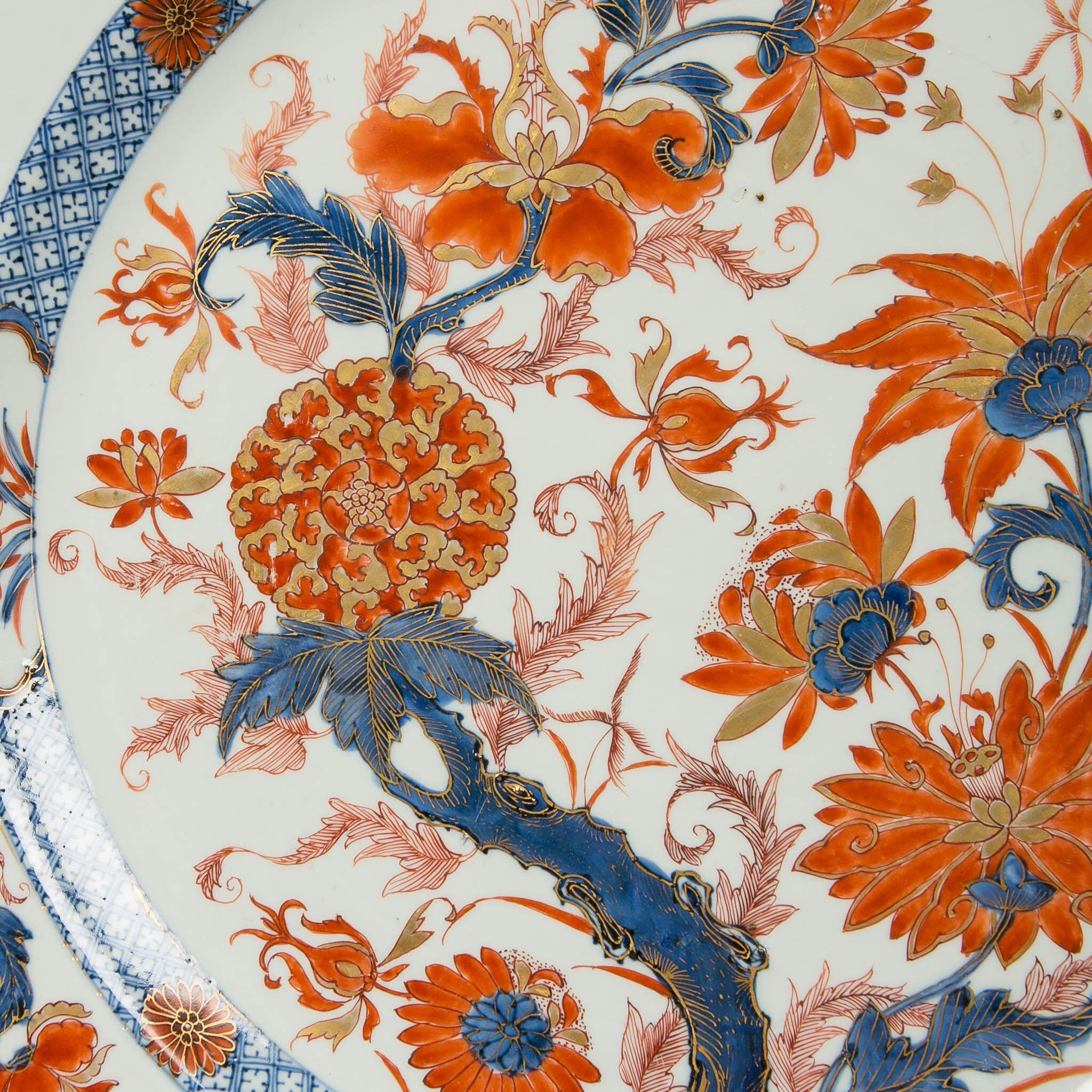 Glazed Antique Chinese Imari Charger with Floral Decoration