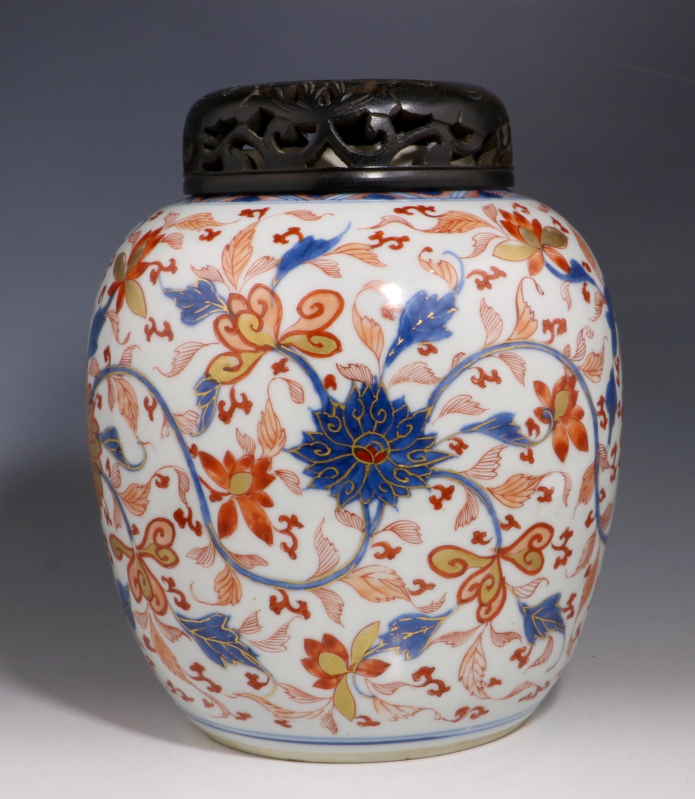 Chinese Export Chinese Porcelain Imari Ginger Jar, 18th Century For Sale