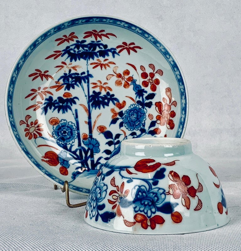 Chinese Imari Export Porcelain Tea Bowl and Saucer For Sale at 1stdibs