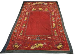 Antique Chinese Textile Silk Foo dogs