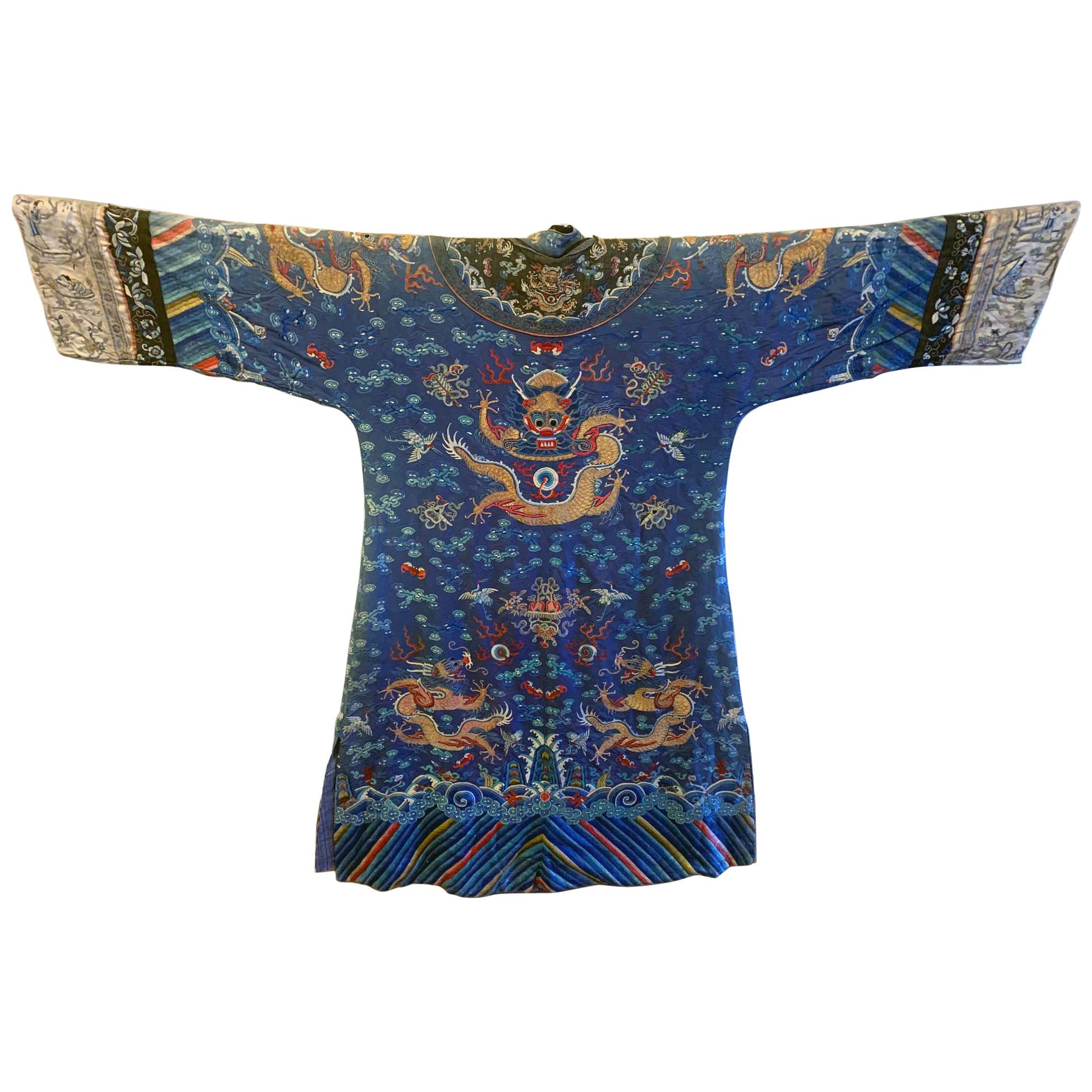 Chinese Woman Quasi-Official Imperial Dragon Robe Qing Dynasty