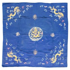 Antique Chinese Imperial Dragon Silk & Metal Textile, 19th Century