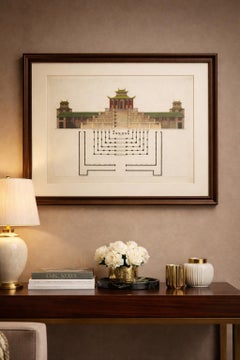 Chinese Imperial Palace Elevation and Plan, Antique Architecture Print, 1815