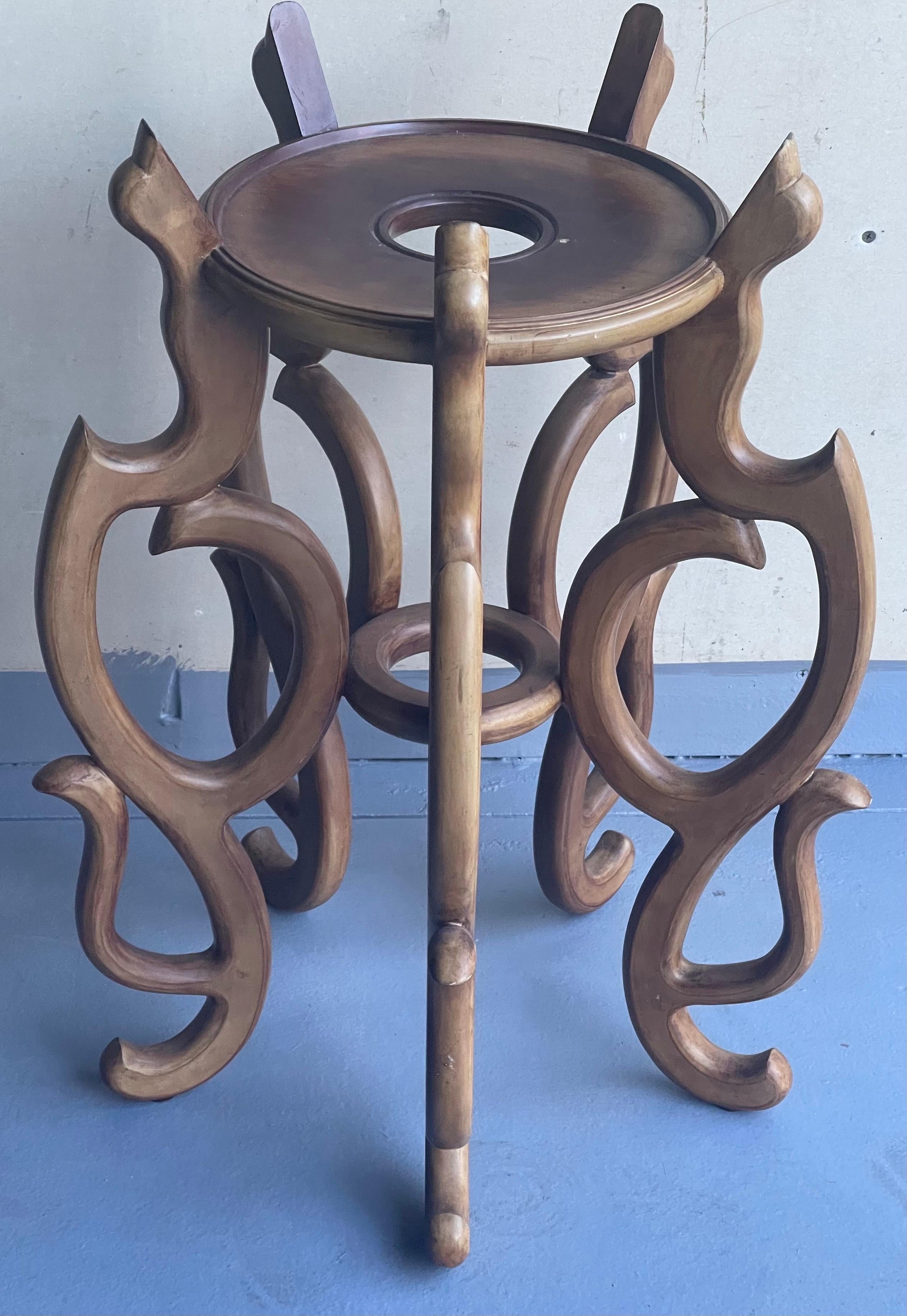 Chinese Import Style Wooden Plant Stand In Good Condition For Sale In San Diego, CA
