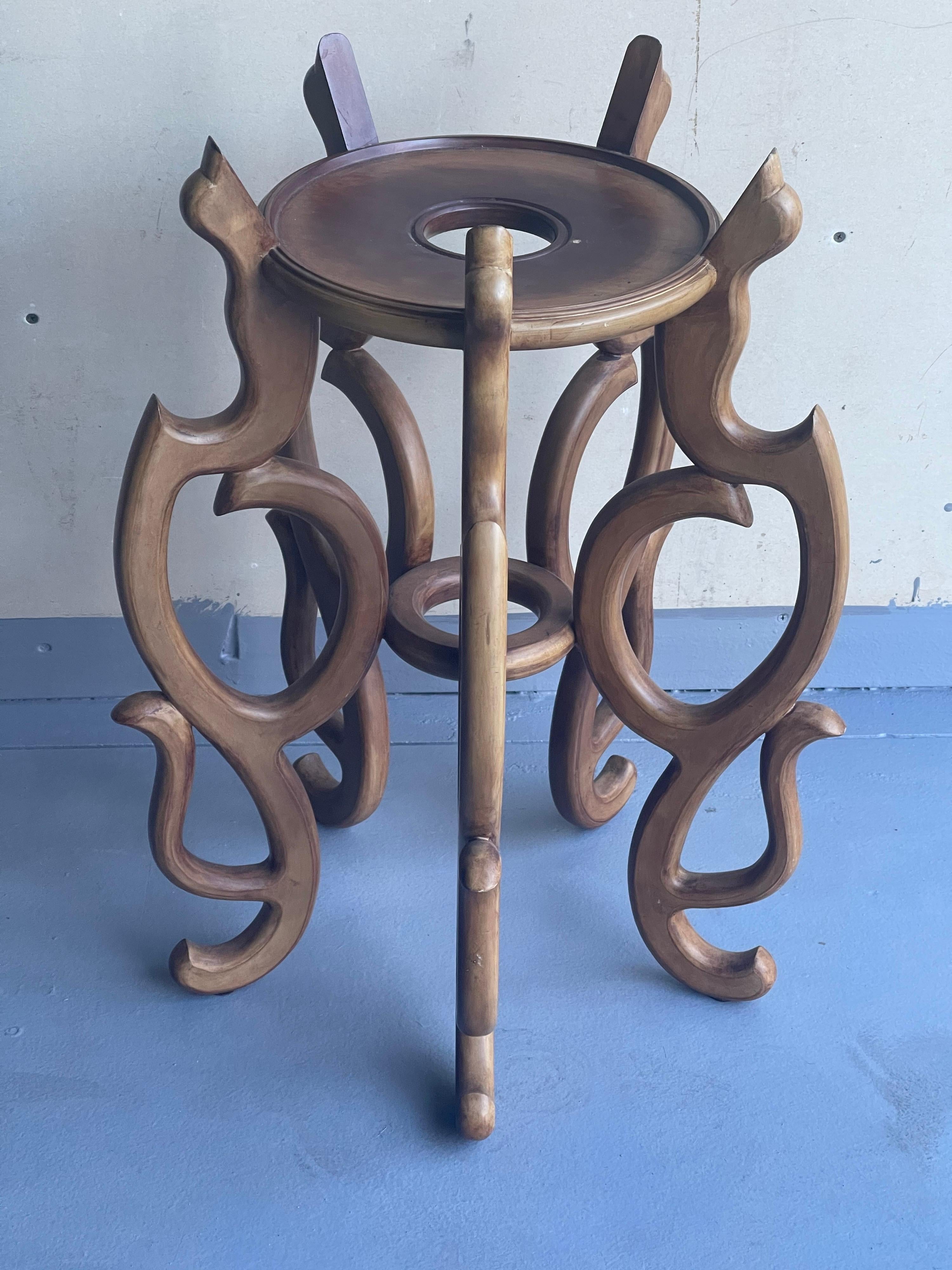 20th Century Chinese Import Style Wooden Plant Stand For Sale