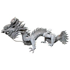 Dragon chinois en bronze antique de 47 pouces:: dynastie Qing