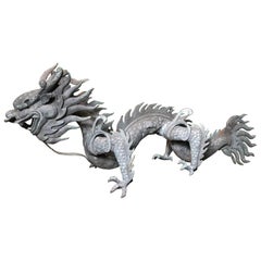 Chinese Fine Huge 47" Antique Bronze Dragon, Qing Dynasty