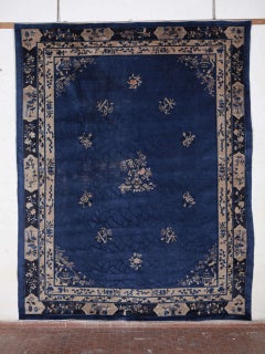 Chinese Indigo Blue Peking Rug, 1920