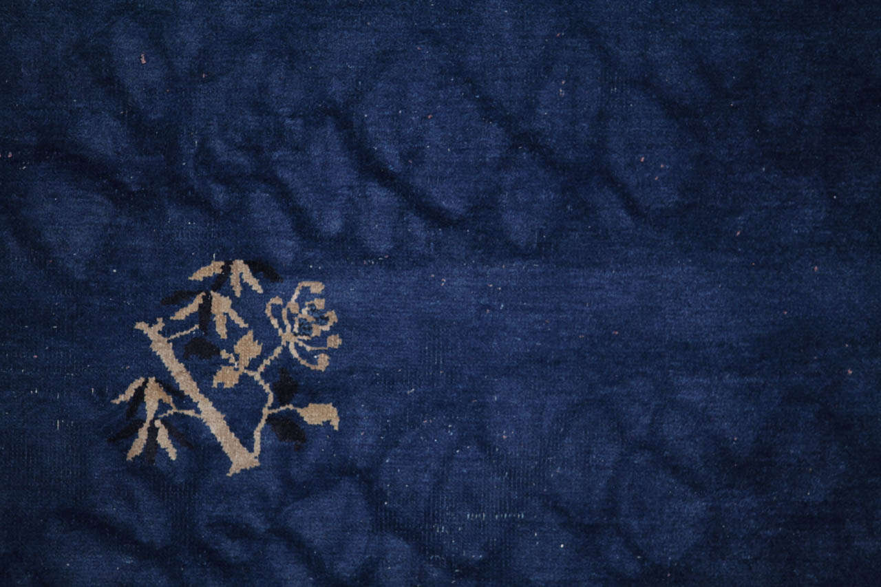 20th Century Chinese Indigo Blue Peking Rug, 1920 For Sale