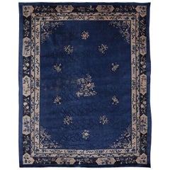 Tapis chinois de Pékin bleu indigo:: 1920