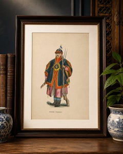 Chinese Infantry Soldier Costume Print, Hand-Colored Military Plate, 1854