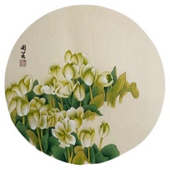Chinesische Tinte Handpainting Blumen Runde Papier Malerei