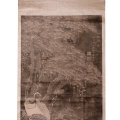 Chinese ink rubbing of cranes, mounted as a scroll.