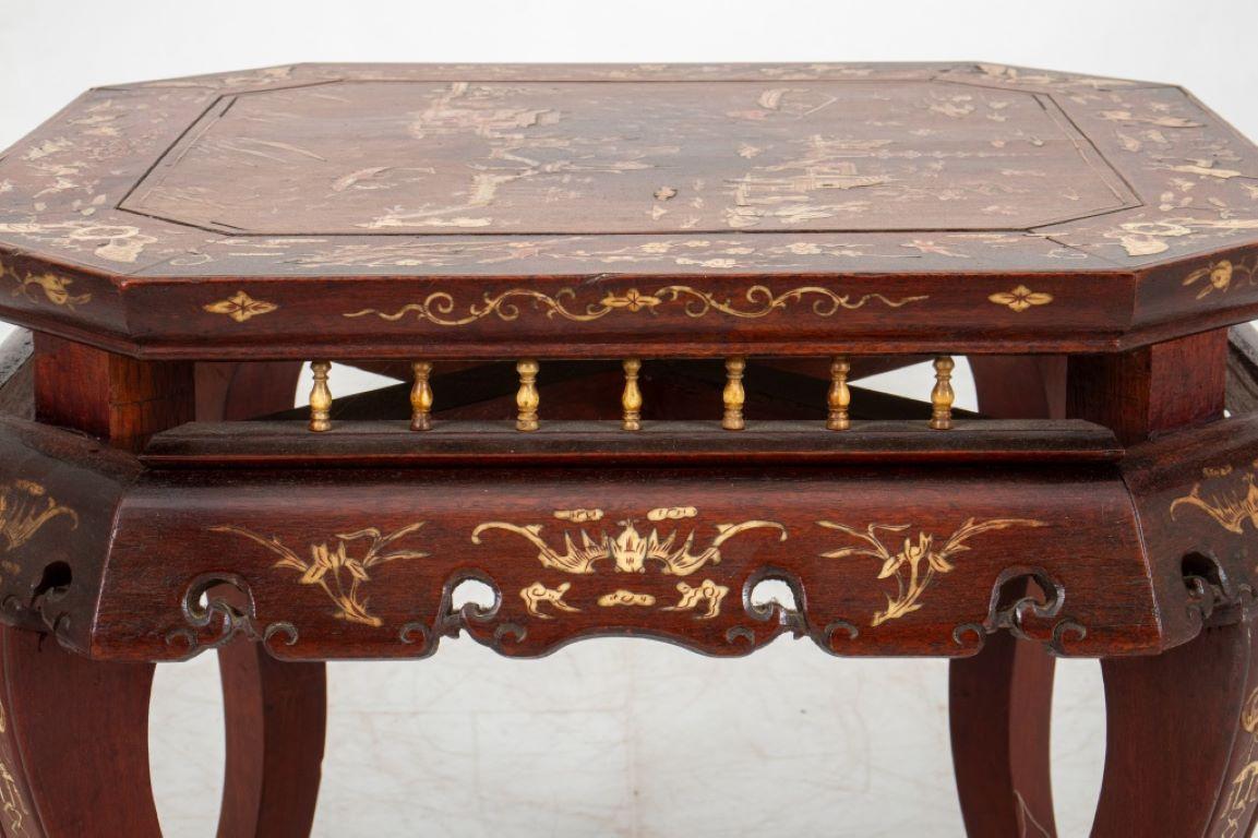 Chinese Inlaid Hardwood Side Table, 19th C For Sale 7