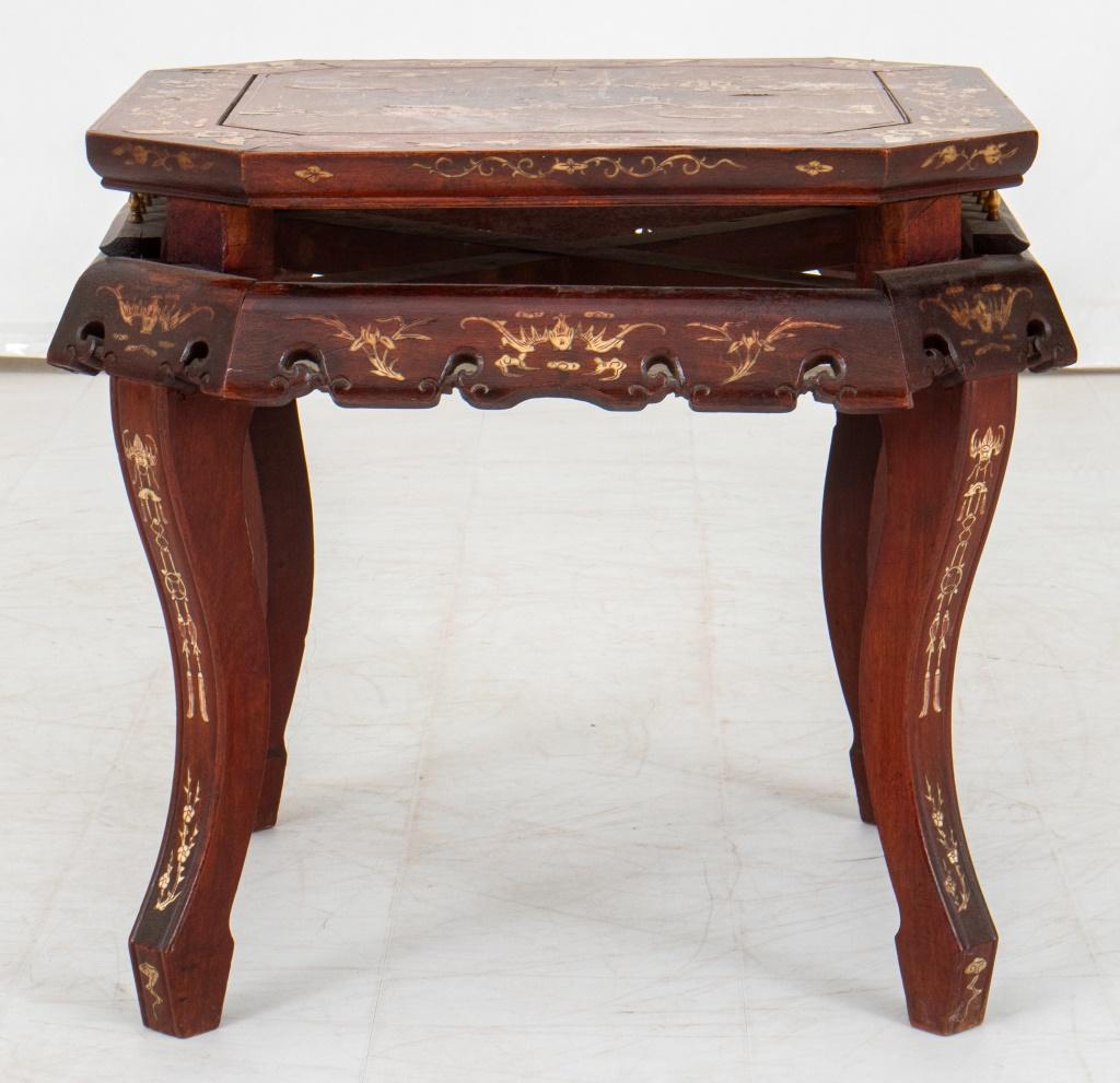 Chinese Inlaid Hardwood Side Table, 19th C In Good Condition For Sale In New York, NY