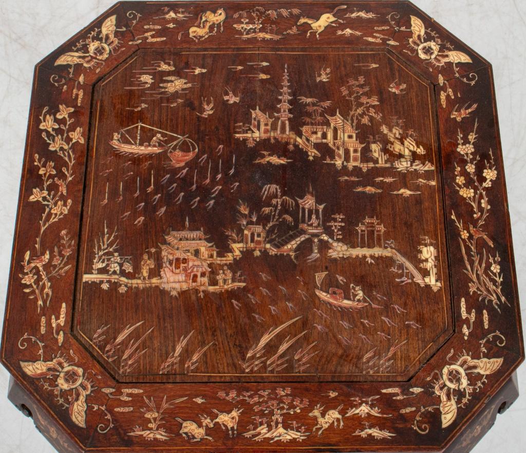 19th Century Chinese Inlaid Hardwood Side Table, 19th C For Sale