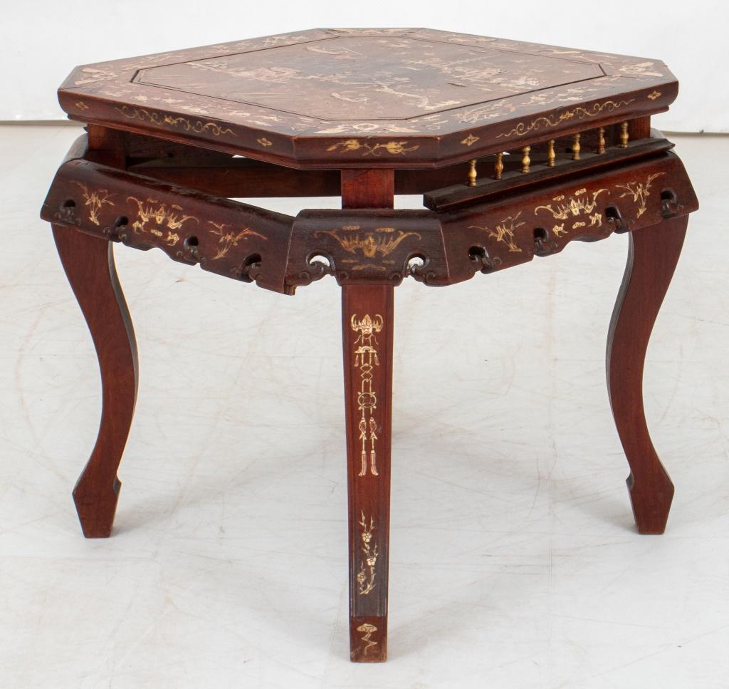 Chinese Inlaid Hardwood Side Table, 19th C For Sale 2