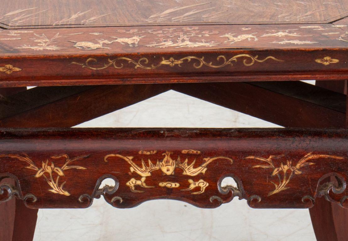 Chinese Inlaid Hardwood Side Table, 19th C For Sale 5