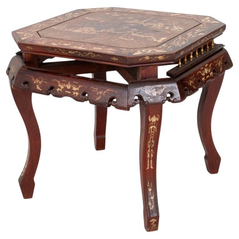 Chinese Inlaid Hardwood Side Table, 19th C For Sale