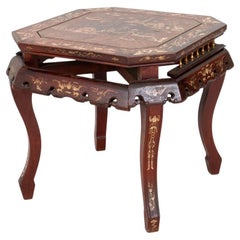 Table d'appoint chinoise en bois dur incrusté, 19ème C.