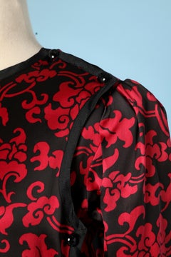 Chinese inspiration printed silk dress Saint Laurent Rive Gauche