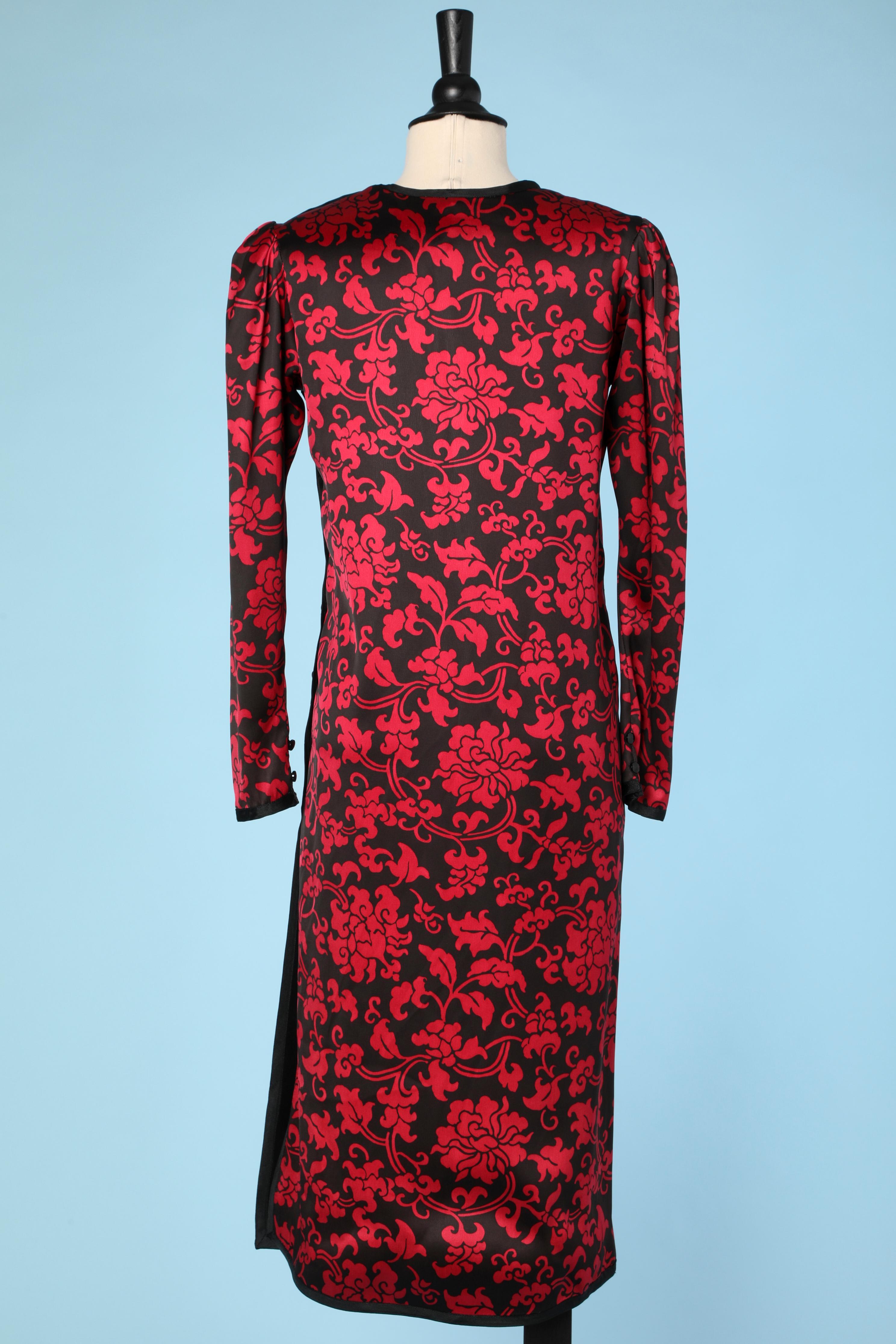 Women's Chinese inspiration printed silk dress Saint Laurent Rive Gauche  For Sale