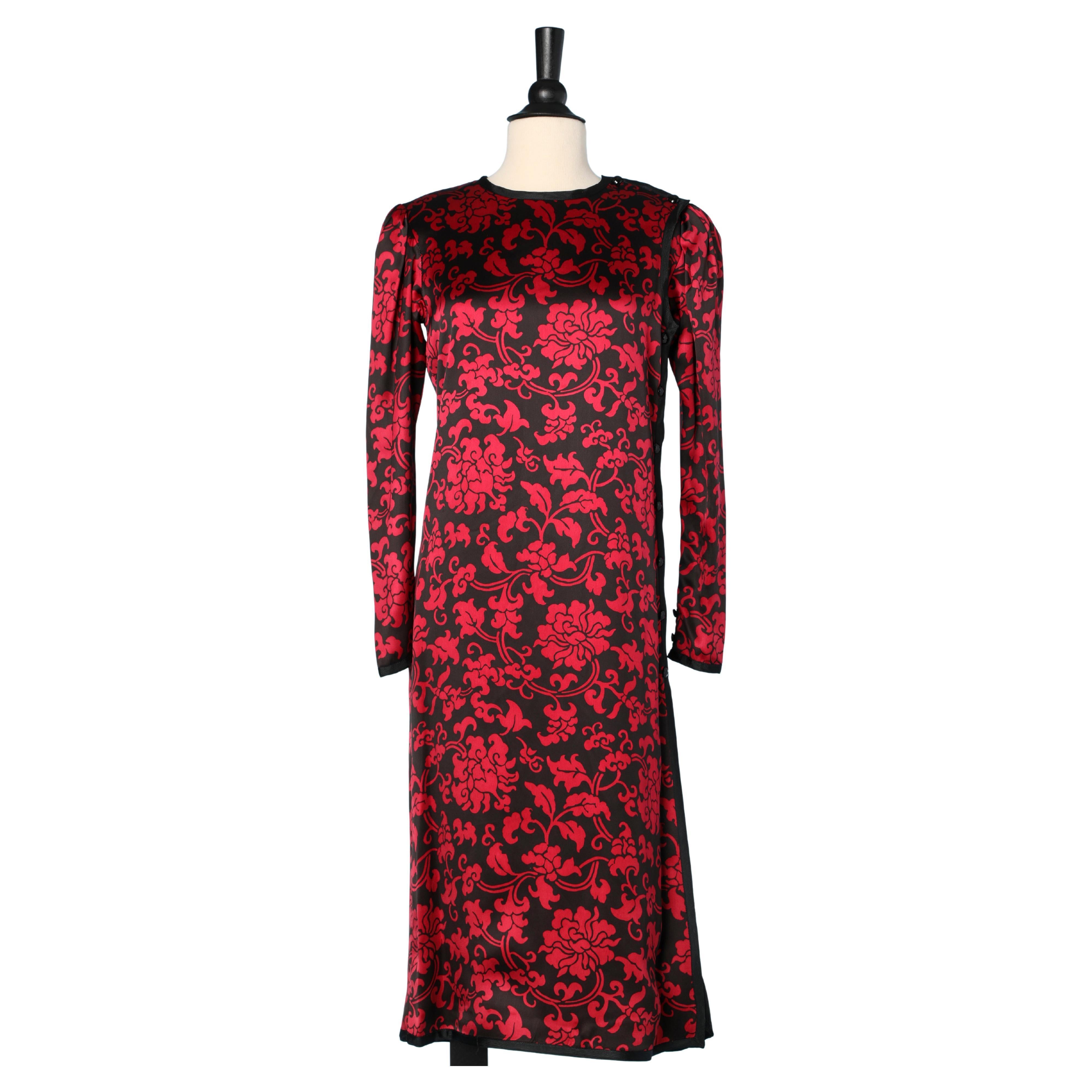 Chinese inspiration printed silk dress Saint Laurent Rive Gauche  For Sale