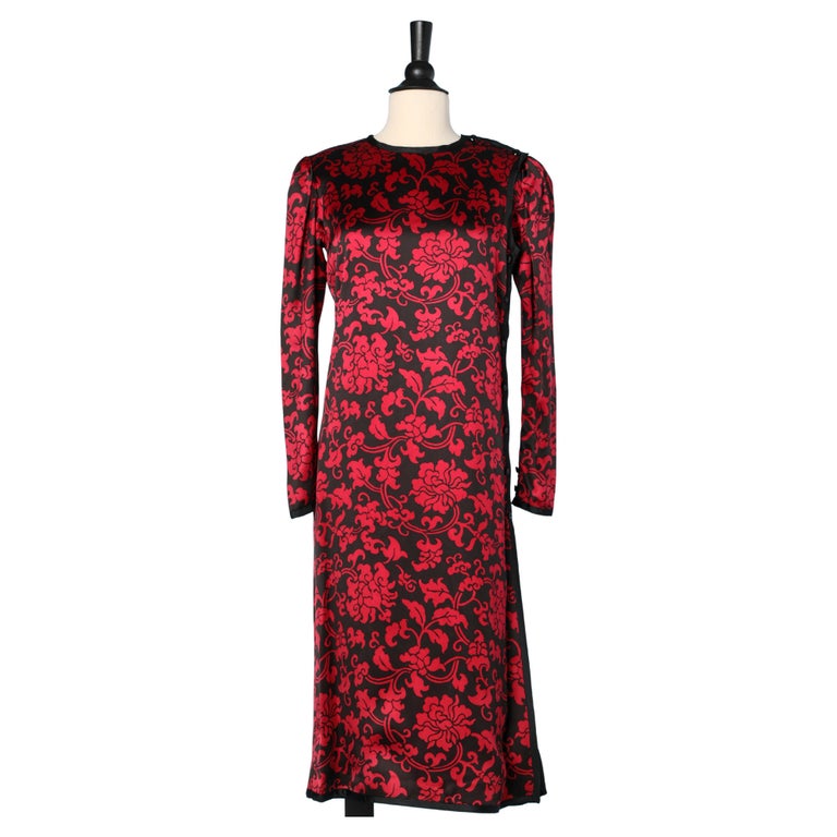 Chinese inspiration printed silk dress Saint Laurent Rive Gauche For ...