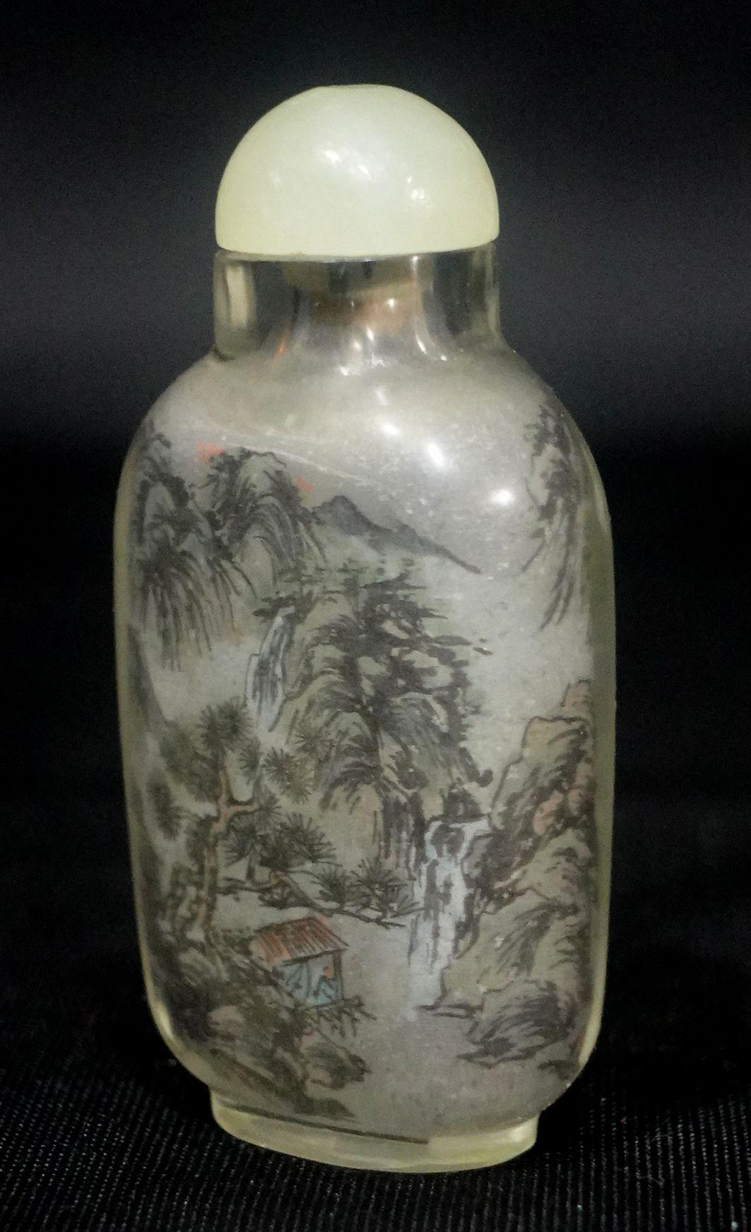 Chinesische interior bemalte Schnupftabakflasche aus Glas, signiert, 19. Jahrhundert im Zustand „Gut“ im Angebot in Norton, MA