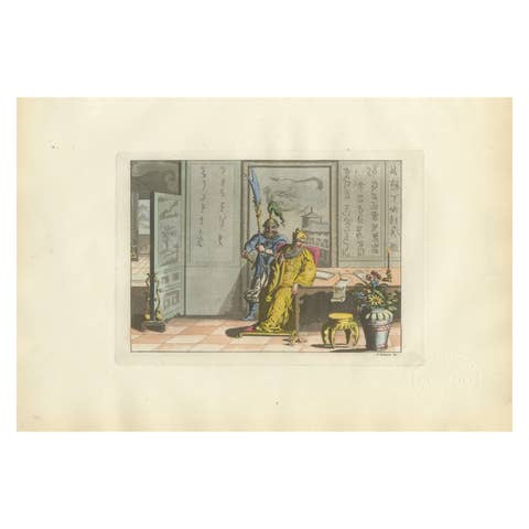 Chinese Interior Scene with Official and Guard – Ferrario Costume Series, 1815