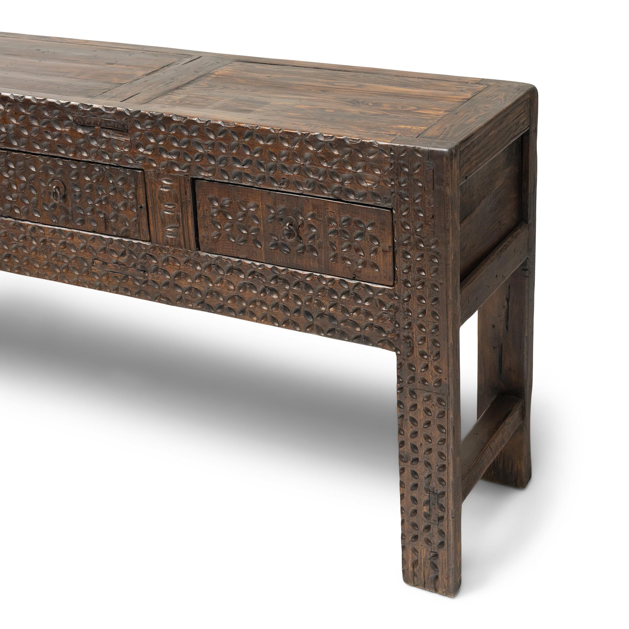 Folk Art Chinese Interlocking Coin Offering Table