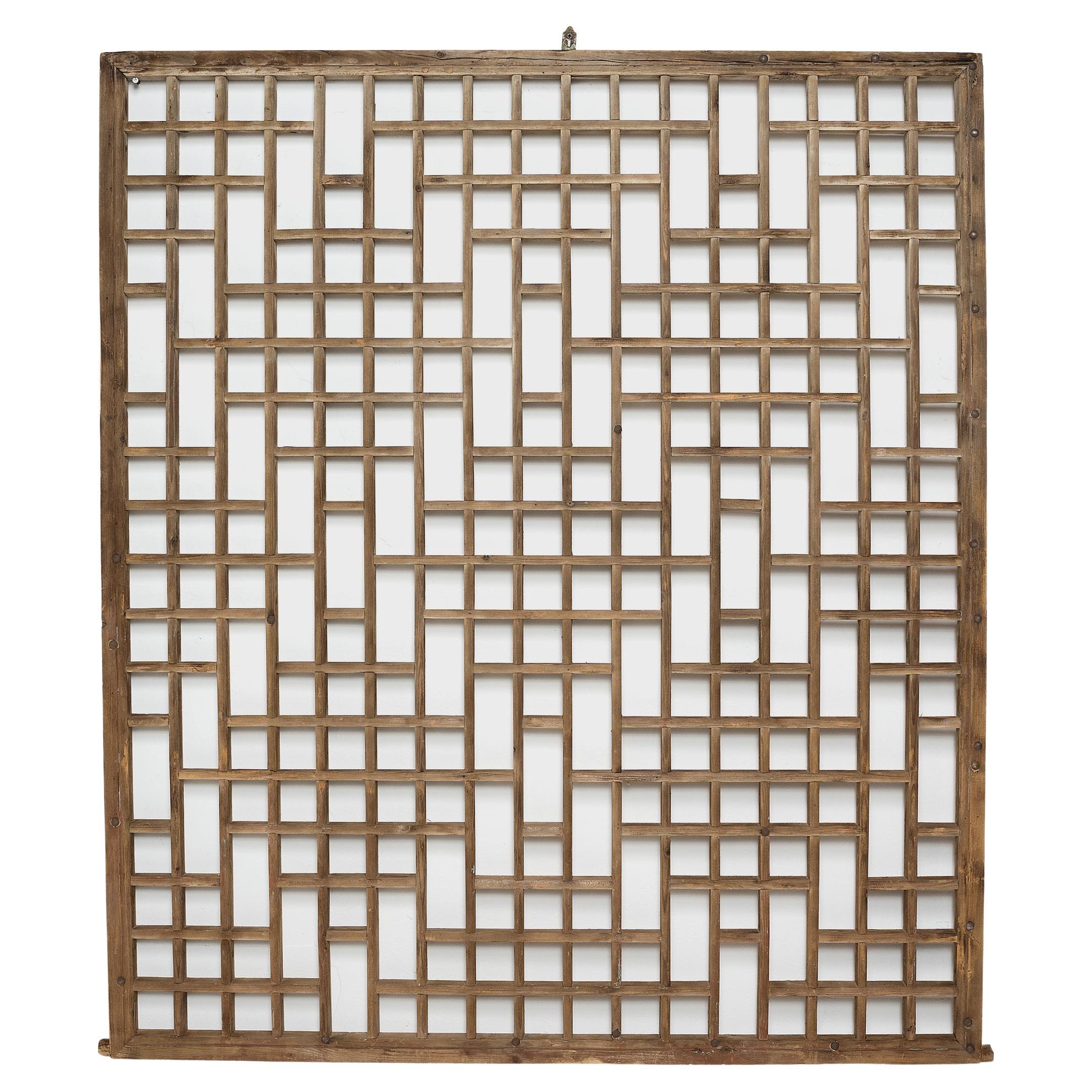 Chinese Interlocking Lattice Window Panel, circa 1900 For Sale